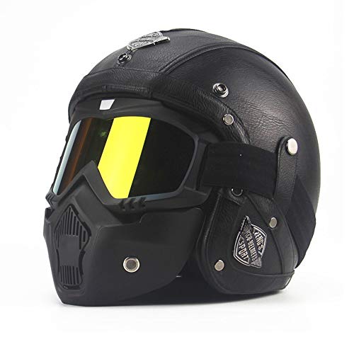 CARACHOME Casco Seguridad, Casco de Motocross, Motocicleta con máscara, Casco Patinete electrico Adulto. Adecuado para Moto Scooter CS Juego de Moto,XL(61to62cm)