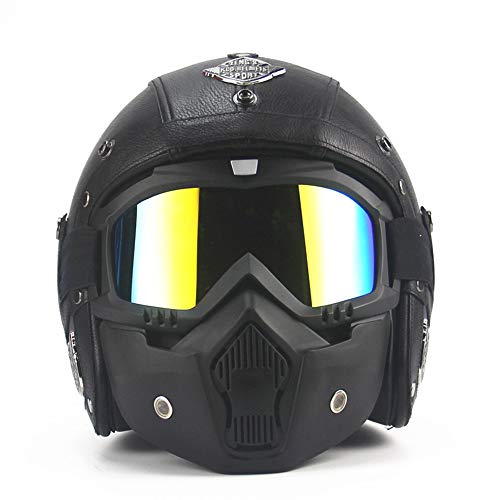 CARACHOME Casco Seguridad, Casco de Motocross, Motocicleta con máscara, Casco Patinete electrico Adulto. Adecuado para Moto Scooter CS Juego de Moto,XL(61to62cm)