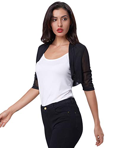 Cárdigan Mujer Elegante Corto Bolero de Chifón Manga 1/2 para Fiesta XL CL026-1