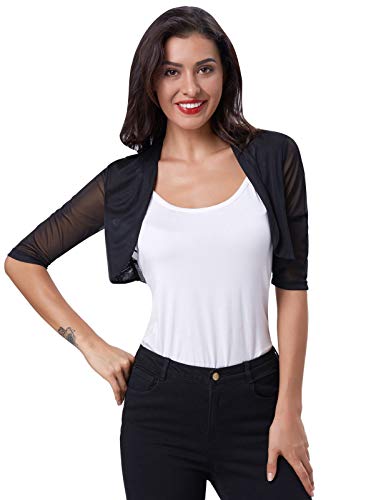 Cárdigan Mujer Elegante Corto Bolero de Chifón Manga 1/2 para Fiesta XL CL026-1