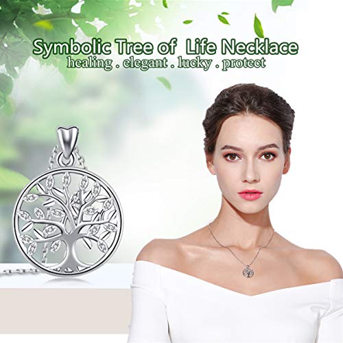 CELESTIA Mujer Collares Arbol de La Vida de Plata de Ley 925, Arbol Colgante con Cadena, Joyas para Madres Hijas Niñas Amistad