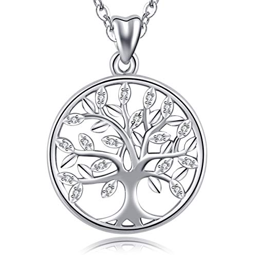 CELESTIA Mujer Collares Arbol de La Vida de Plata de Ley 925, Arbol Colgante con Cadena, Joyas para Madres Hijas Niñas Amistad