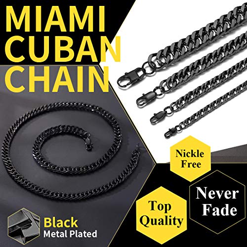 ChainsHouse 7mm Resistente Cadenas Hombre Gruesas 50cm Collar Negro de Cadenas cubanas Regalo para Padre Novio