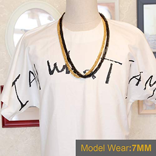 ChainsHouse 7mm Resistente Cadenas Hombre Gruesas 50cm Collar Negro de Cadenas cubanas Regalo para Padre Novio