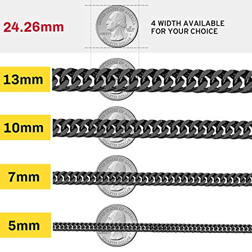 ChainsHouse 7mm Resistente Cadenas Hombre Gruesas 50cm Collar Negro de Cadenas cubanas Regalo para Padre Novio
