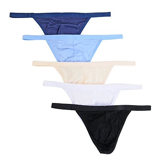 Closecret Ropa Interior de Algodón para Hombres Tanga Trasera Elástica (Paquete Surtido de 5) (M, 5 Colores)