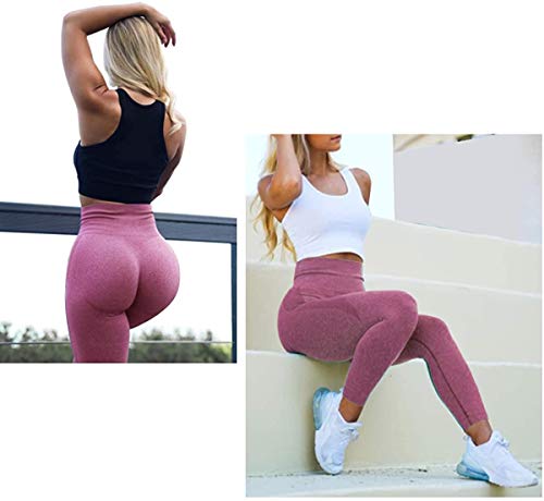 CNASA Leggings para mujeres Butt Lift, Yoga Pants Sport Workout Sexy Seamless High Waisted Compression Gym Medias