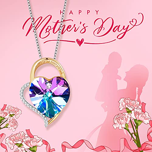 Collares Mujer Plata Colgante ''Amor por Siempre'' con Cristal de Swarovski Joyas Mujer, Dia de la Madre Regalos Originales para Mujer Madre Mamá Abuela (Purple)