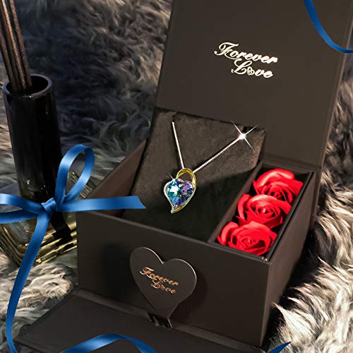 Collares Mujer Plata Colgante ''Amor por Siempre'' con Cristal de Swarovski Joyas Mujer, Dia de la Madre Regalos Originales para Mujer Madre Mamá Abuela (Purple)