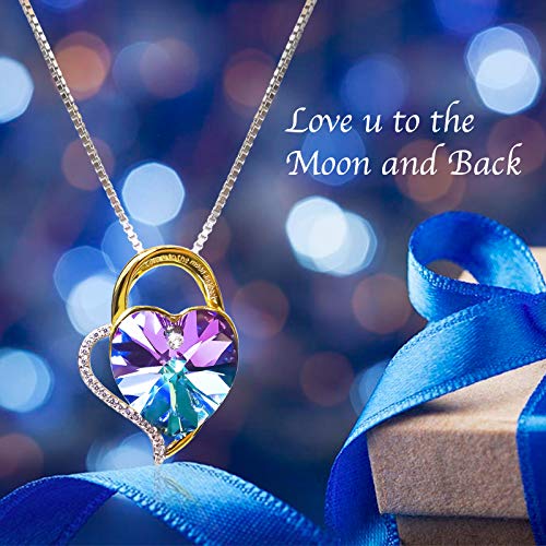 Collares Mujer Plata Colgante ''Amor por Siempre'' con Cristal de Swarovski Joyas Mujer, Dia de la Madre Regalos Originales para Mujer Madre Mamá Abuela (Purple)