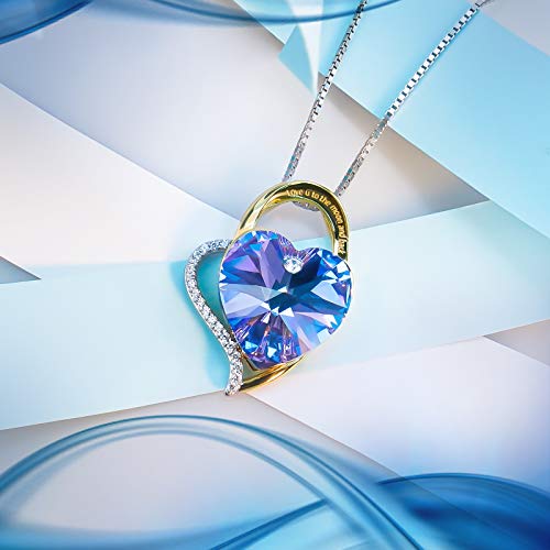 Collares Mujer Plata Colgante ''Amor por Siempre'' con Cristal de Swarovski Joyas Mujer, Dia de la Madre Regalos Originales para Mujer Madre Mamá Abuela (Purple)