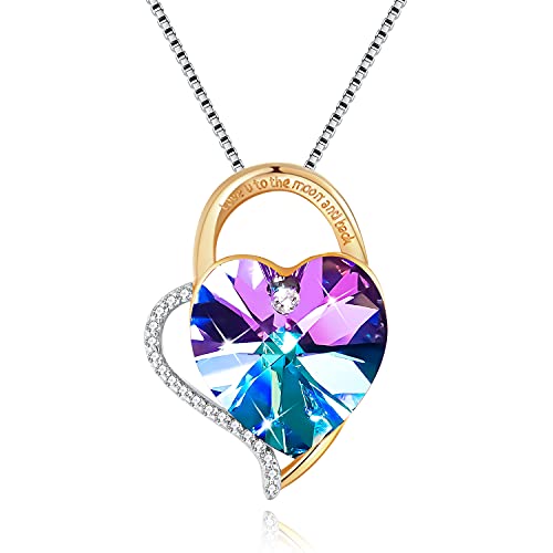 Collares Mujer Plata Colgante ''Amor por Siempre'' con Cristal de Swarovski Joyas Mujer, Dia de la Madre Regalos Originales para Mujer Madre Mamá Abuela (Purple)