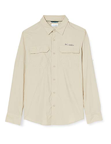 Columbia Camisa de Excursionismo de Manga Larga para Hombre, Silver Ridge II Long Sleeve Shirt, Beige (Fossil), XL