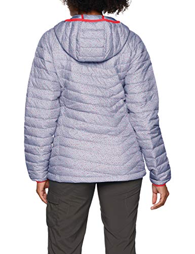Columbia Chaqueta Impermeable con Capucha para Mujer, Powder Lite Hooded, Azul (Astral Tweed Print), Talla S