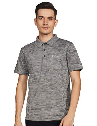 Columbia Zero Rules Polo con Protección Solar 30, Hombre, Gris (Tiburón Heather), M
