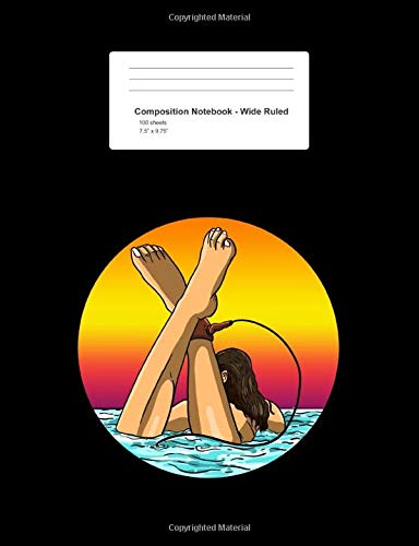 Composition Notebook - Wide Ruled: Surfer Girl Cute Surf Waves Sun Summer  Beach Lover Gift - Black Blank Lined Exercise Book - Back To School Gift ... Teens, Boys, Girls - 7.5"x9.75" 100 pages
