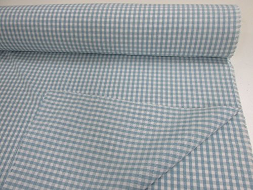 Confección Saymi Metraje 0,50 MTS Tejido Vichy, Cuadro pequeño 5x5 mm. Color Azul Bebé, con Ancho 2,80 MTS.