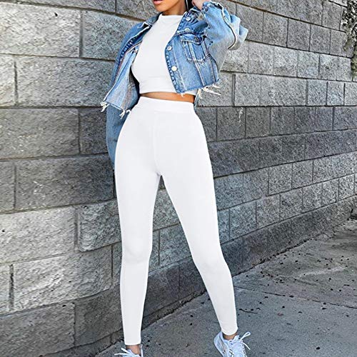 Conjunto de Ropa de Deporte para Mujer Color Sólido Cuello Alto Slim Yoga Fitness Pantalones de Manga Larga Fajas para Fitness Jogging Yoga