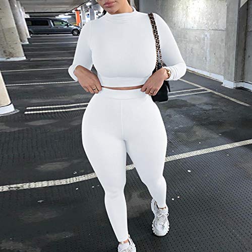 Conjunto de Ropa de Deporte para Mujer Color Sólido Cuello Alto Slim Yoga Fitness Pantalones de Manga Larga Fajas para Fitness Jogging Yoga