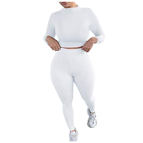 Conjunto de Ropa de Deporte para Mujer Color Sólido Cuello Alto Slim Yoga Fitness Pantalones de Manga Larga Fajas para Fitness Jogging Yoga