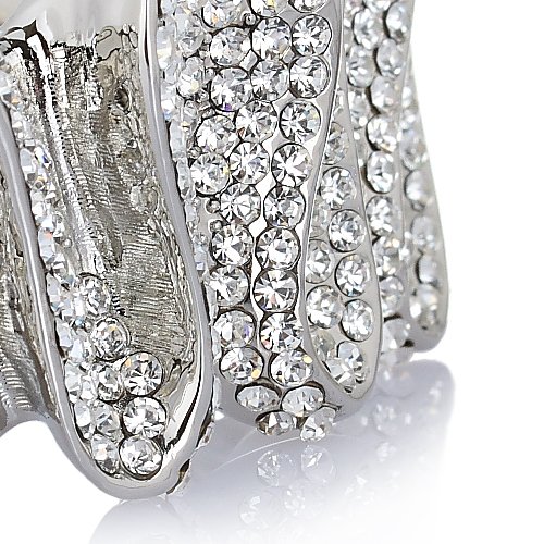 Contemporary Cuff Bangle, Stunning Swirl Wave Pattern showered in Swarovski Crystals Elements in 14K Gold or Silver Rhodium. Great Christmas Gift Idea for Her& Perfect Cocktail Dress Jewellery.