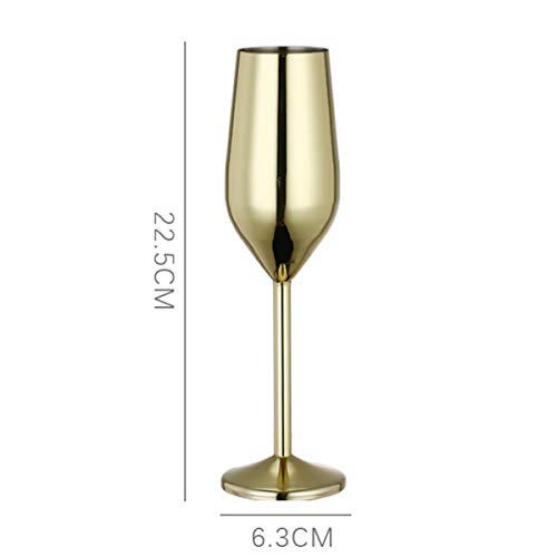 Copa de champán de Acero Inoxidable, Copas de Vino Tinto inastillables de 200 ml, Juego de 2 Copas de cóctel para Bodas, Fiestas y Aniversarios (Gold)