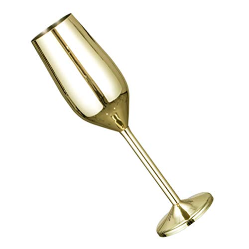 Copa de champán de Acero Inoxidable, Copas de Vino Tinto inastillables de 200 ml, Juego de 2 Copas de cóctel para Bodas, Fiestas y Aniversarios (Gold)