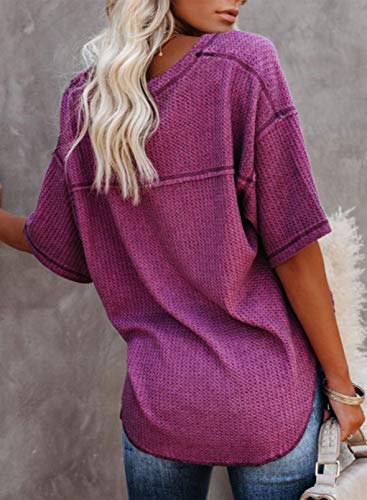 CORAFRITZ Blusa Informal de Verano para Mujer Camisa de Manga 3/4 con Cuello en V Camiseta Holgada con Estampado de Girasol