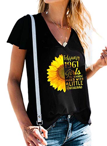 CORAFRITZ Camiseta con Estampado gráfico de Verano de Manga Corta con Cuello en V para Mujer Blusa Suelta Informal Tops