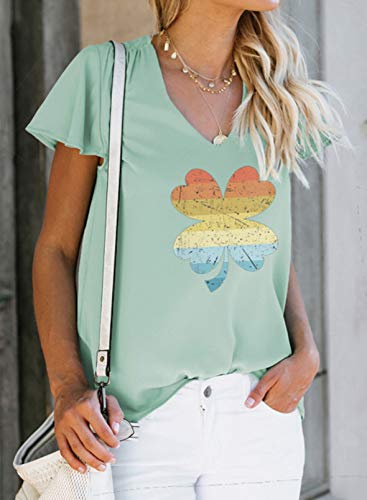 CORAFRITZ - Camiseta de Manga Corta con Cuello en V de Verano para Mujer, Blusa Informal, Tops