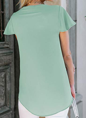 CORAFRITZ - Camiseta de Manga Corta con Cuello en V de Verano para Mujer, Blusa Informal, Tops