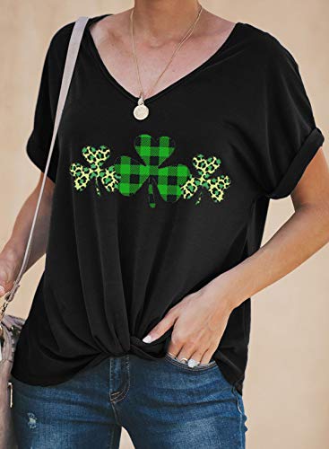 CORAFRITZ Camiseta de Manga Corta para Mujer con Cuello en V y Camiseta de Verano con Estampado Informal Blusas y Tops