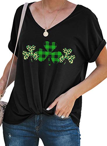 CORAFRITZ Camiseta de Manga Corta para Mujer con Cuello en V y Camiseta de Verano con Estampado Informal Blusas y Tops