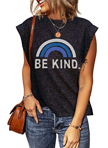 CORAFRITZ Camiseta de Manga Corta para Mujer Cuello Redondo Camiseta con Estampado de Letras Top Blusa Informal de Verano Tops