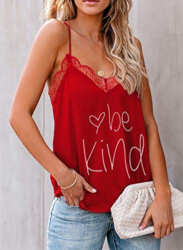 CORAFRITZ - Camiseta sin Mangas con Cuello en V para Mujer, Blusa con Cuello en V y Encaje de Verano