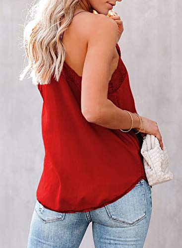 CORAFRITZ - Camiseta sin Mangas con Cuello en V para Mujer, Blusa con Cuello en V y Encaje de Verano
