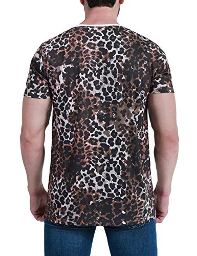 COSAVOROCK Camisetas de Esmoquin a Leopardo para Hombre Marrón L