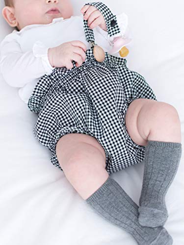 Cotone Conjunto Cubrepañal y Chupetero de Tela a Juego 1 Goma Vichy Negro Tallas 3 meses y 6 meses