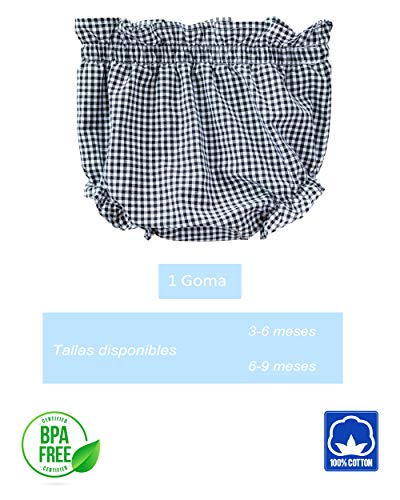 Cotone Conjunto Cubrepañal y Chupetero de Tela a Juego 1 Goma Vichy Negro Tallas 3 meses y 6 meses