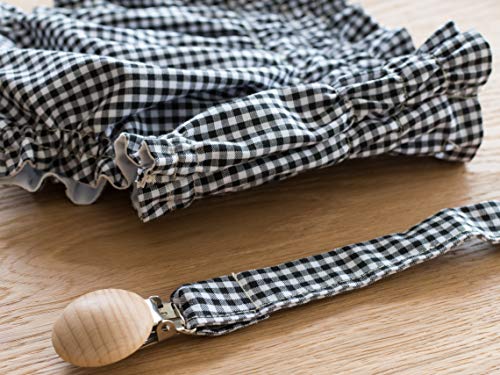 Cotone Conjunto Cubrepañal y Chupetero de Tela a Juego 1 Goma Vichy Negro Tallas 3 meses y 6 meses