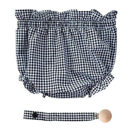 Cotone Conjunto Cubrepañal y Chupetero de Tela a Juego 1 Goma Vichy Negro Tallas 3 meses y 6 meses