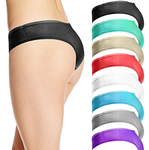 Cotton Whisper - Conjunto de 4 - 8 tangas de algodón, colores variados multicolor 8 Pack Multi-color Small