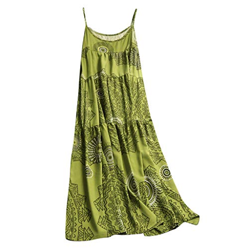 COZOCO Mujer Verano De Playa Vestido De Verano Vestido Verano Mujer Camiseta AlgodóN Casual Tallas Grandes Vestido De Tallas Grandes De Playa(Verde,EU-48/CN-5XL)