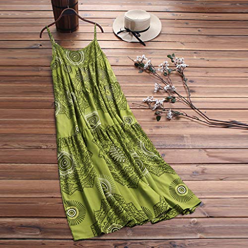 COZOCO Mujer Verano De Playa Vestido De Verano Vestido Verano Mujer Camiseta AlgodóN Casual Tallas Grandes Vestido De Tallas Grandes De Playa(Verde,EU-48/CN-5XL)
