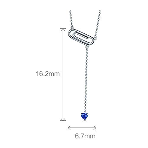 Daesar Collar Cadena Oro Blanco 18K Mujer Collar Geométrcio con Corazón Tanzanita Azul 0.21ct Diamante Blanco 0.02ct