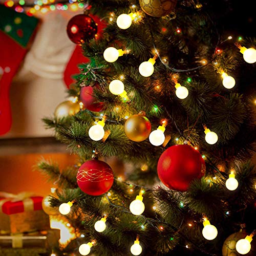 Dailyart Guirnalda de luces de 4 m impermeable IP44 con forma de bola, funciona con pilas, para jardín, boda, fiesta, color beige