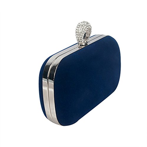 Da.Wa Bolso de mano de mano para mujer, de satén, para fiestas, bodas, cumpleaños, color azul