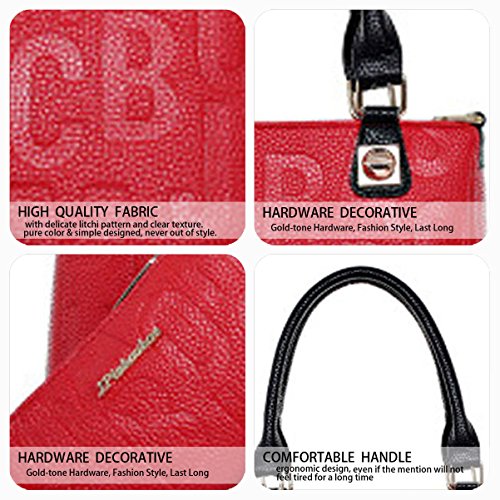 DEERWORD Mujer Bolsos Bandolera Fiesta Casual Hombro Bolsos Totes Bolsos Para Piel de PU Burdeos