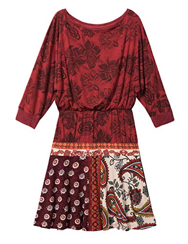 Desigual Dress Indira Vestido, Rojo (Borgoña 3007), M para Mujer