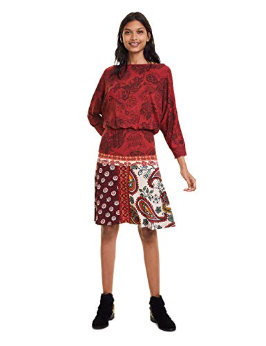 Desigual Dress Indira Vestido, Rojo (Borgoña 3007), M para Mujer